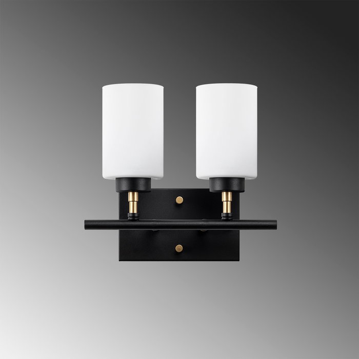 Opviq Lámpara de Pared de Metal y Cristal Negro, Dorado y Blanco Opviq Lámpara de Pared de Metal y Cristal Negro, Dorado y Blanco